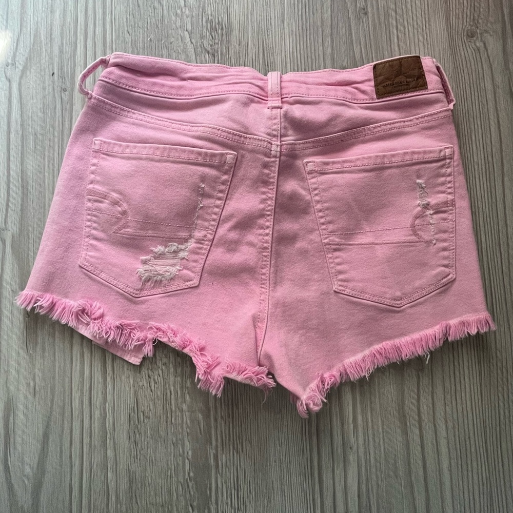 American Eagle Outfitters Pink Distressed Jean Shorts - Picture 4 of 4